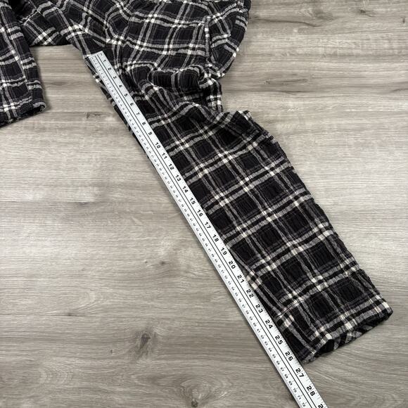 Free People Womens Size 8 Linen Look Cotton Mid Rise Straight Trouser Pant Plaid - Picture 5 of 16